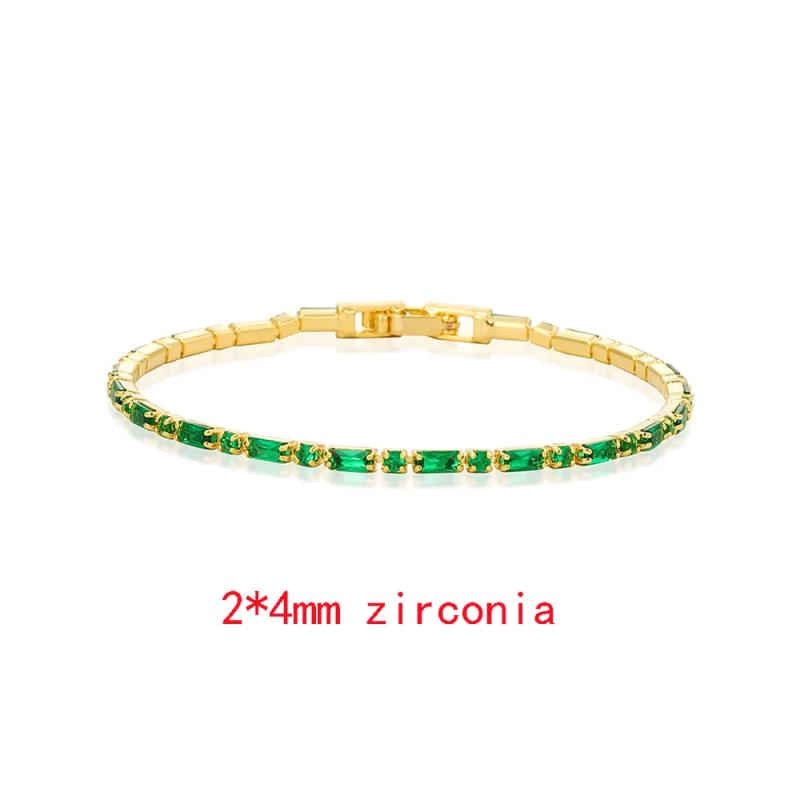 Green CZ Crystal Tennis Bracelet 18K Plated Charm Bangle Women Gift