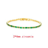 Green CZ Crystal Tennis Bracelet 18K Plated Charm Bangle Women Gift