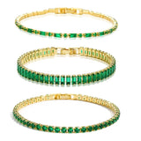 Green CZ Crystal Tennis Bracelet 18K Plated Charm Bangle Women Gift