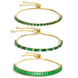 Green CZ Crystal Tennis Bracelet 18K Plated Charm Bangle Women Gift
