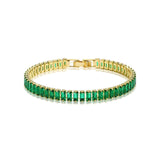 Green CZ Crystal Tennis Bracelet 18K Plated Charm Bangle Women Gift