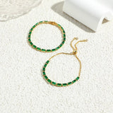 Green CZ Crystal Tennis Bracelet 18K Plated Charm Bangle Women Gift