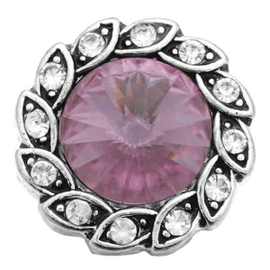6pcs Pink Rhinestone Crystal Snap Buttons Fits Leather Snap Bracelet