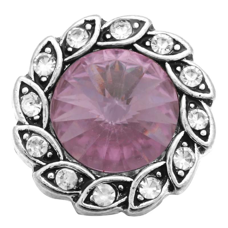 6pcs Pink Rhinestone Crystal Snap Buttons Fits Leather Snap Bracelet