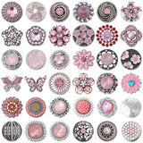 6pcs Pink Rhinestone Crystal Snap Buttons Fits Leather Snap Bracelet
