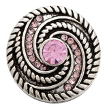 6pcs Pink Rhinestone Crystal Snap Buttons Fits Leather Snap Bracelet