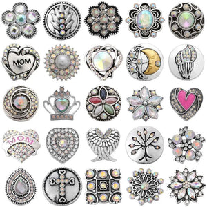 5pcs Mixed AB Color Rhinestone Snap Button Jewelry for Neckl