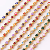 18K Plated Heart Evil Eye Charm Bracelet Women Boho Lucky Copper Chain