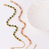 18K Plated Heart Evil Eye Charm Bracelet Women Boho Lucky Copper Chain