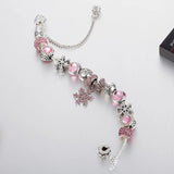 Snowflake Pink Rhinestone Bracelet for Womens Christmas Jewelry
