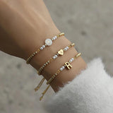 Initials Heart Bracelet for Women - Adjustable Charm Bracelet