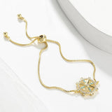 Gold-Plated CZ Round Helm Rudder Charm Bracelet