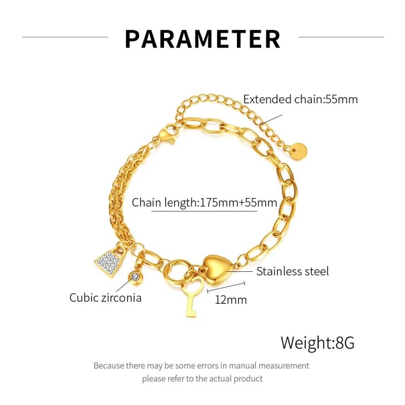 Women Statement Bracelet Bangle with Key Charm Jewelry