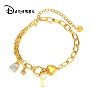 Women Statement Bracelet Bangle with Key Charm Jewelry