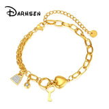 Women Statement Bracelet Bangle with Key Charm Jewelry