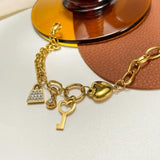 Women Statement Bracelet Bangle with Key Charm Jewelry