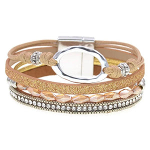 Crystal Charm Leather Bracelets for Women