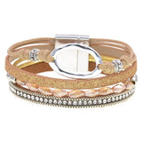 Crystal Charm Leather Bracelets for Women