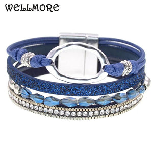 Crystal Charm Leather Bracelets for Women
