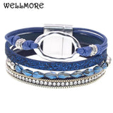 Crystal Charm Leather Bracelets for Women