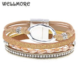 Crystal Charm Leather Bracelets for Women