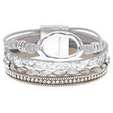 Crystal Charm Leather Bracelets for Women