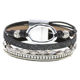 Crystal Charm Leather Bracelets for Women