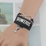 Infinity Love Winebowl Charm Leather Wrap Bracelet for Women Men
