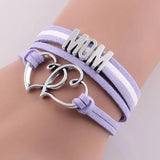 Mom Bracelet Double Heart Charm Suede Wrap Bracelets & Bangles For Women