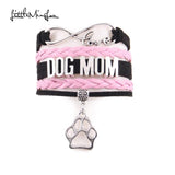 Infinity Love Dog Mom Bracelet Dog Paw Charm Leather Wrap Men Bracelets