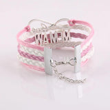 5 Styles Infinity Love MEMAW Bracelet Heart Feet Charm Leather Wrap Bracelets