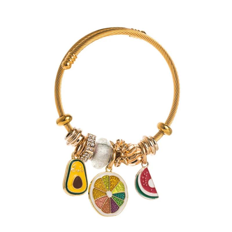 Adjustable Open Fruit Pendant Bracelet DIY Sweet Charm Bangle
