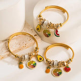 Adjustable Open Fruit Pendant Bracelet DIY Sweet Charm Bangle