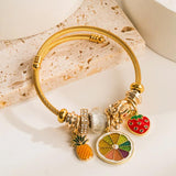 Adjustable Open Fruit Pendant Bracelet DIY Sweet Charm Bangle