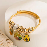 Adjustable Open Fruit Pendant Bracelet DIY Sweet Charm Bangle