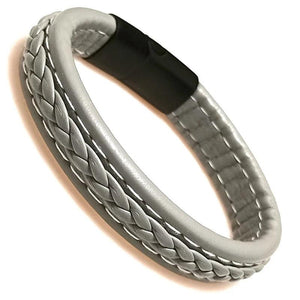 Men's Leather Bracelet Stainless Steel Clasp Wrap Bangle