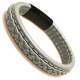 Men's Leather Bracelet Stainless Steel Clasp Wrap Bangle