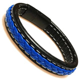 Men's Leather Bracelet Stainless Steel Clasp Wrap Bangle