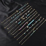 Punk Double Chain Bracelets for Women Boho Turquoise Charm Bangles