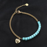 Punk Double Chain Bracelets for Women Boho Turquoise Charm Bangles