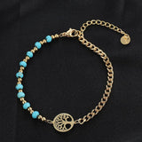 Punk Double Chain Bracelets for Women Boho Turquoise Charm Bangles