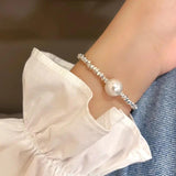 Sparkling Clavicle Chain Charm Bracelet with Pearls