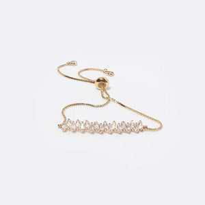 Gold-Plated CZ Love Heart Charm Bracelet Box Chain Jewelry Gift