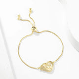 Gold-Plated CZ Love Heart Charm Bracelet Box Chain Jewelry Gift