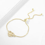 Gold-Plated CZ Love Heart Charm Bracelet Box Chain Jewelry Gift