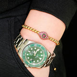 Zircon Evil Eye Chains Bracelets Copper Beads Bangles Homme Gift