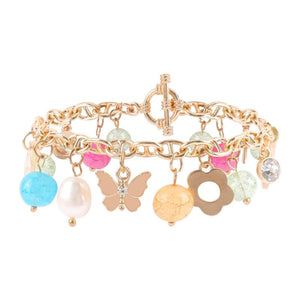 Butterfly Charm Bracelet for Women Jewelry Girl Gift Cross Pearl Pendant Chains