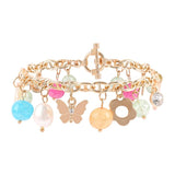 Butterfly Charm Bracelet for Women Jewelry Girl Gift Cross Pearl Pendant Chains