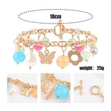 Butterfly Charm Bracelet for Women Jewelry Girl Gift Cross Pearl Pendant Chains