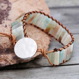 Natural Stone Leather Wrap Bracelet Charm Jewelry